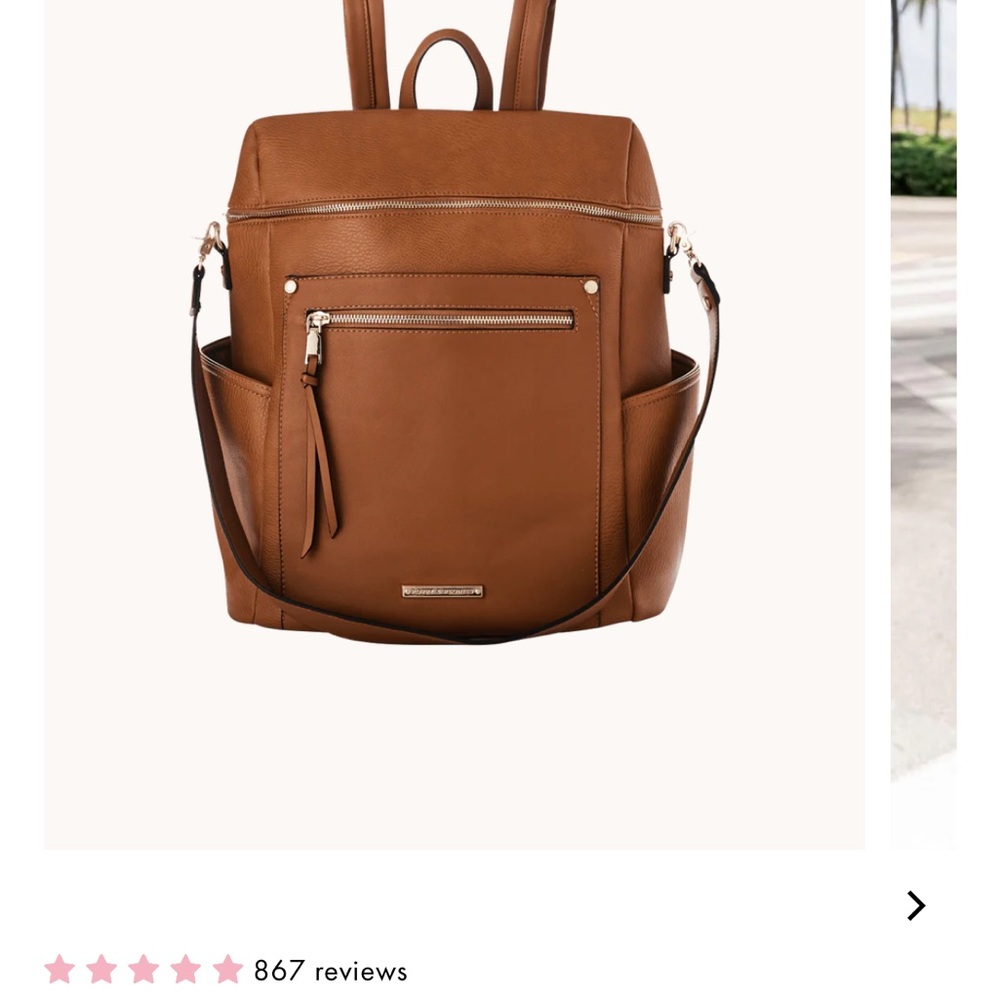 Poppy & Peonies Cognac Convertible Backpack Tote